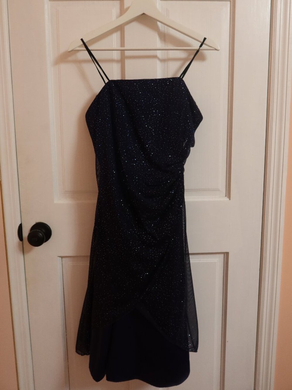 ONYX Nite size 10 navy chiffon sparkly maxi dress